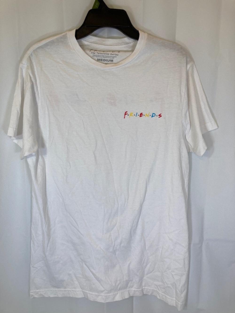 Friends TV Show White Shirt Sz M 2-Sided Short Sleeve Never Worn Unisex